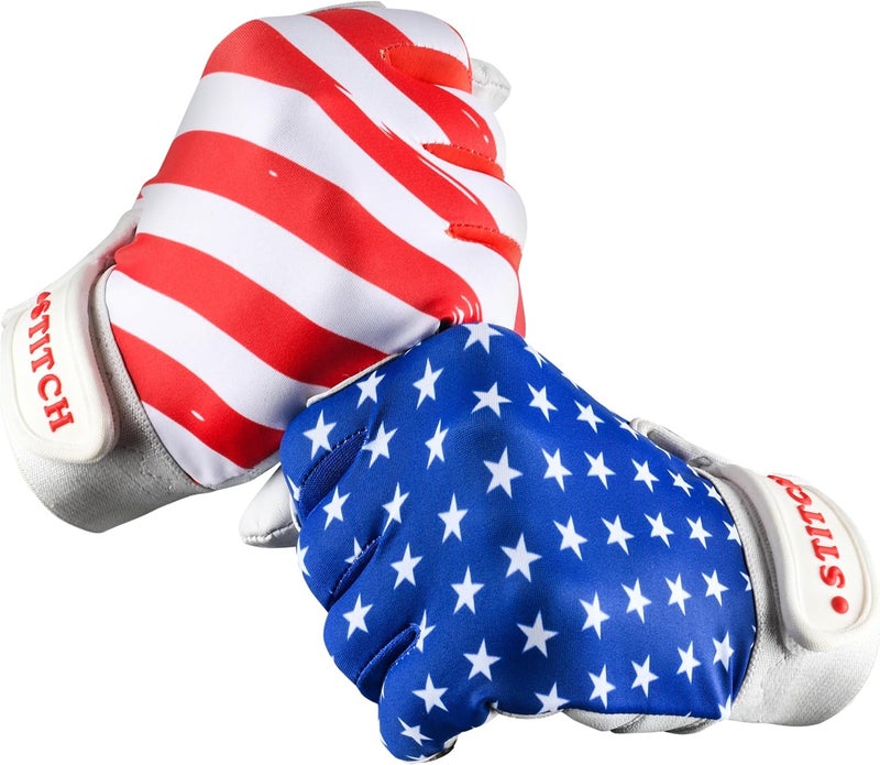 Dot Stitch American Flag Batting Gloves & Softball Gloves USA Flag Baseball Batting Gloves Youth Kids Baseball Batting Glove for Youth Men Adult & Unisex - Image 1